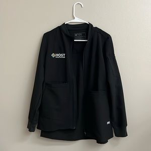 Small Black FIGS scrub jacket host healthcare
